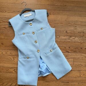 Endless Rose Sky Blue Vest with Gold Accents